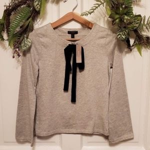 NWT J. Crew Velvet Tie Front Long Sleeve Top XS